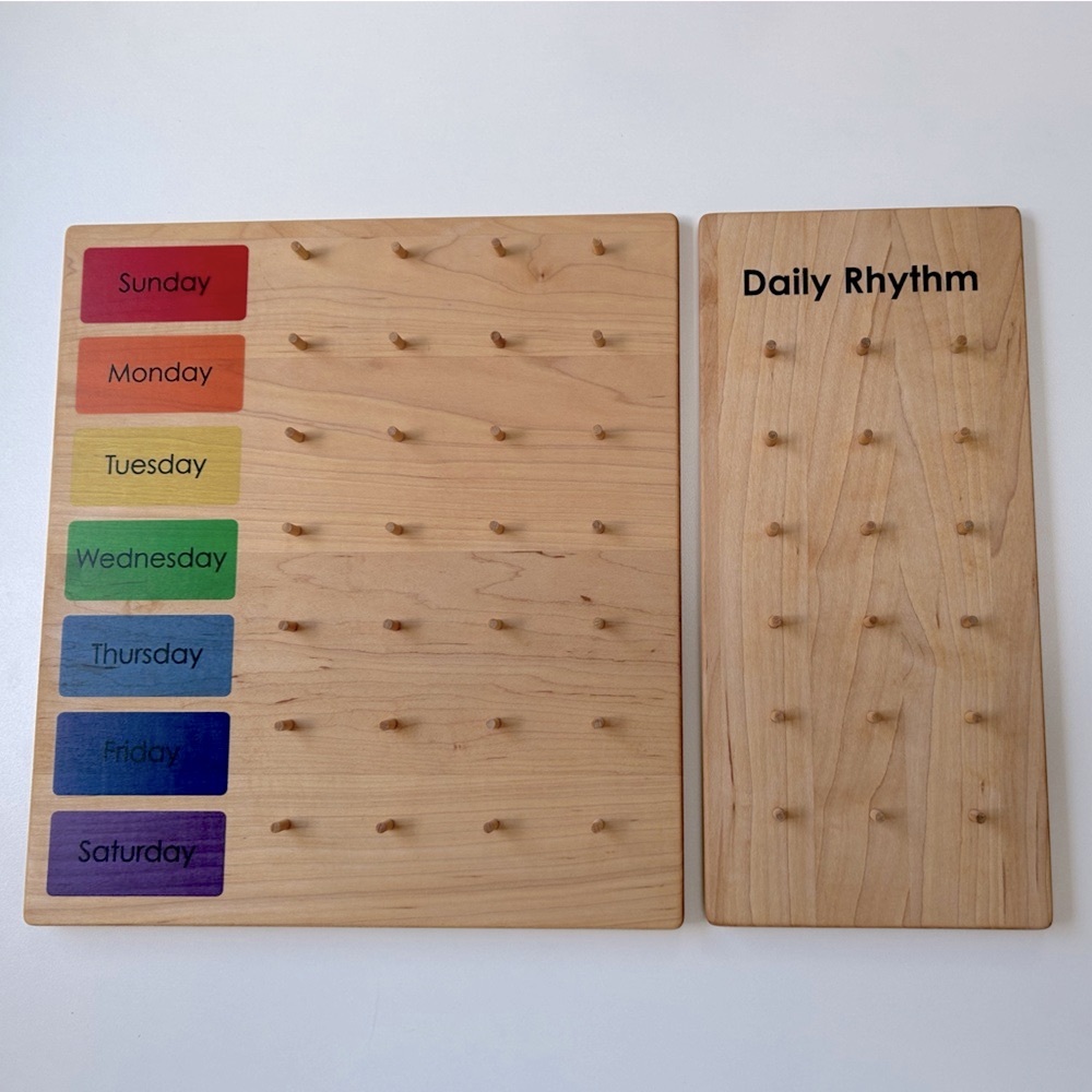 Kids Wooden Daily + Weekly Rhythm Chart for Homeschool or Montessori Routine